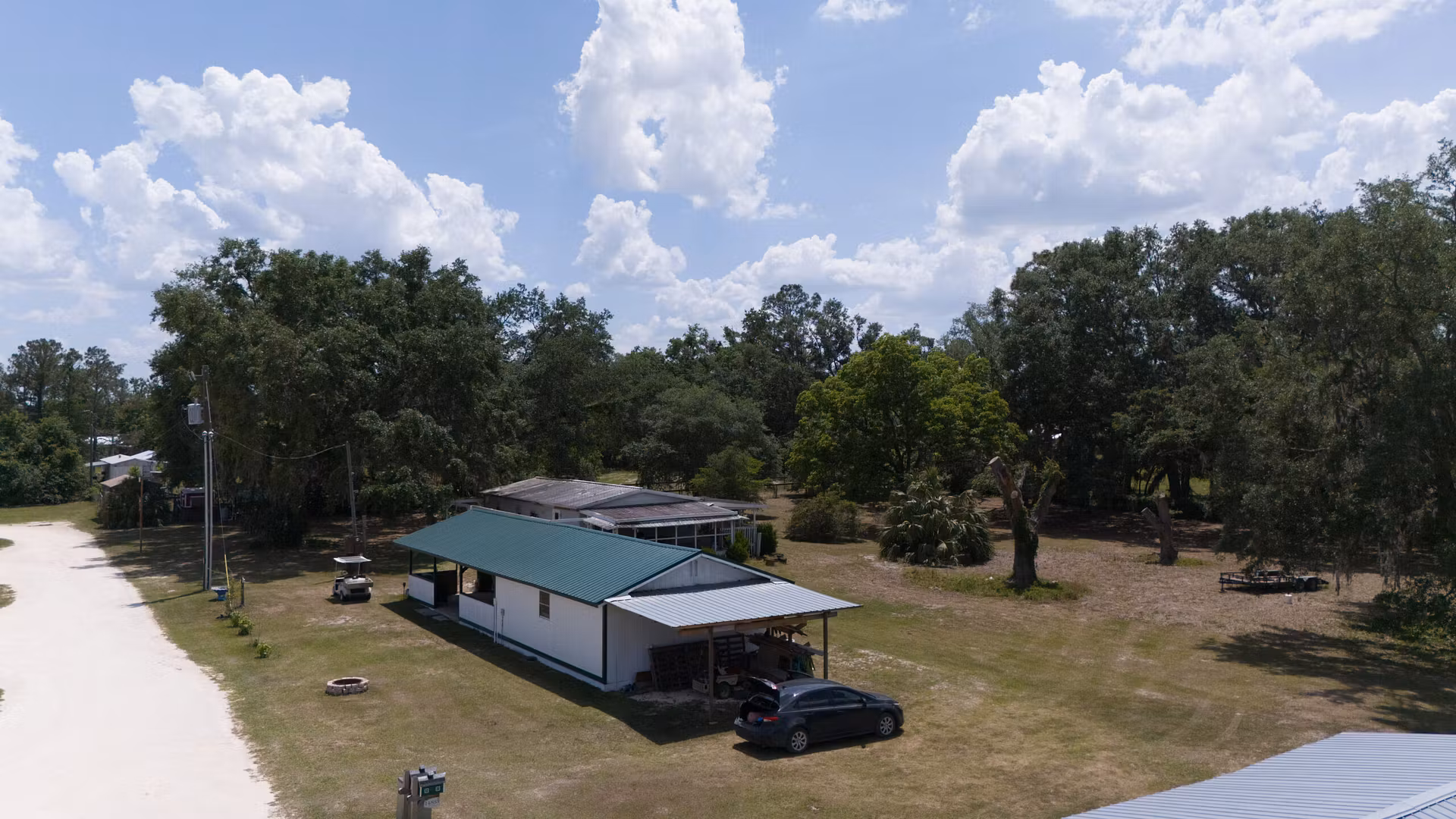 aerial view of a cottage