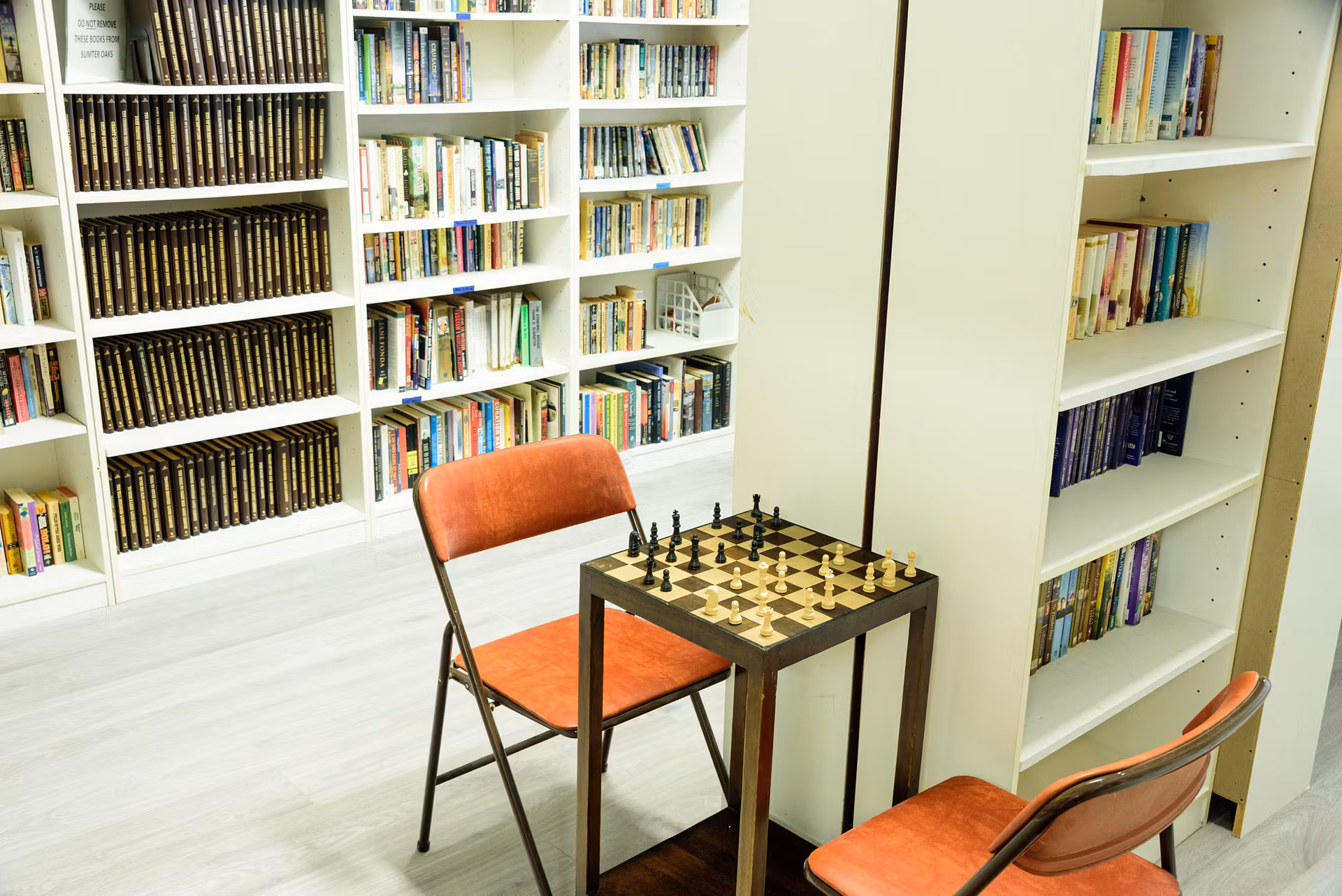 chess table in a homebound RV park complex