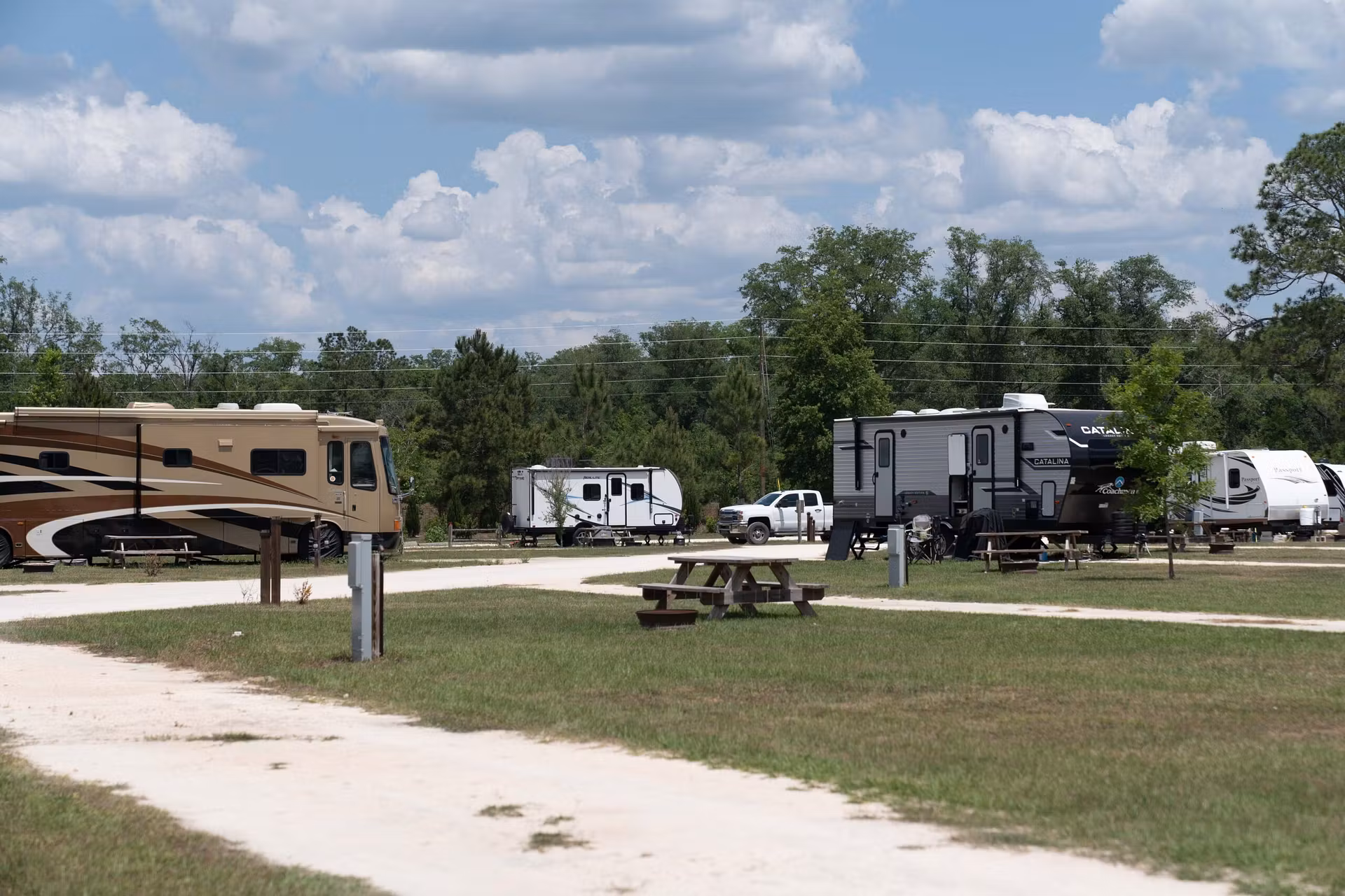 distant view of RVs parking ground