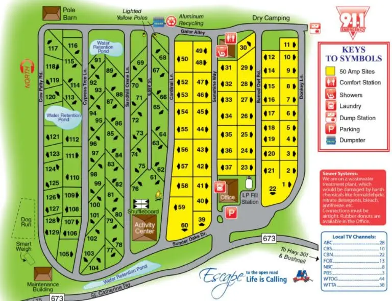 RV Park Map with Legends