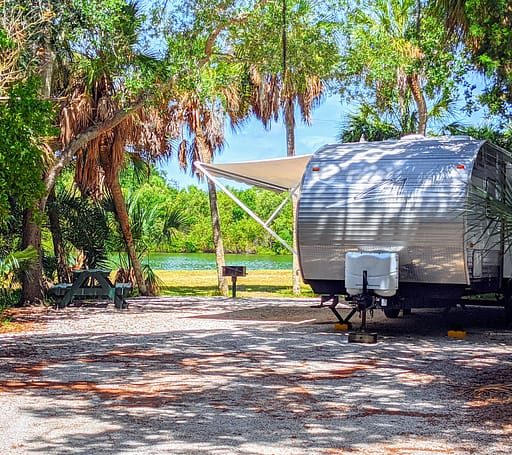 RV parked on picnic spot