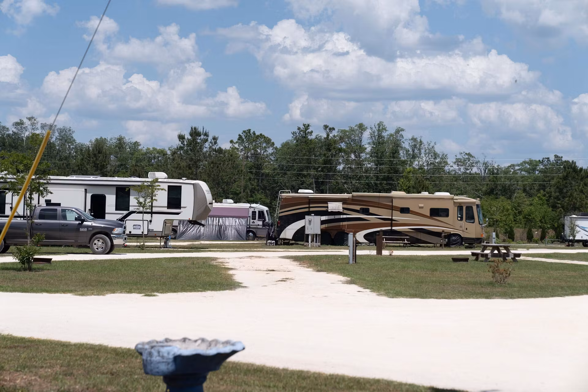 RVs parked in a ground